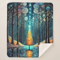 Iridescent Holiday Dream 🎄 Glowing Christmas Tree Sherpa Blanket