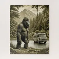 Vintage Bigfoot and RV Camper Jigsaw Puzzle
