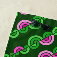 Abstract purple green flowers pattern beach towel