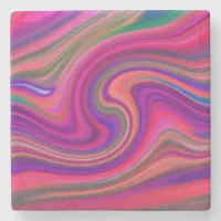 Hot Pink Retro Swirl Epicenter Stone Coaster