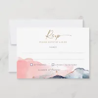 Navy Blush Pink Wedding Meal Choice & Song RSVP Card