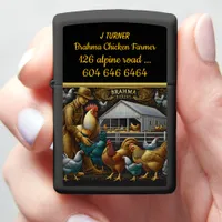 Caring for Brahma Chickens on a Sunny Farm Day Zippo Lighter