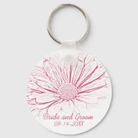 Pink Daisy Effect Floral Wedding Keychain