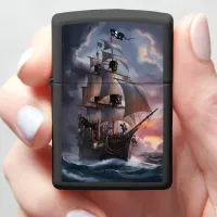 Pirate Ship In Stormy Seas Zippo Lighter