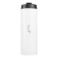 she he they script font thermal tumbler