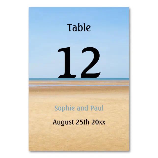 Beach Destination Wedding Table Number