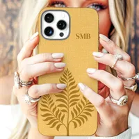 Minimalist Gold Botanical Monogram iPhone 16 Pro Max Case