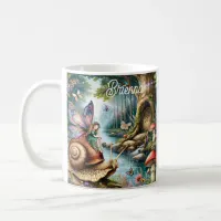 Pretty Fairy Land with cute Snail and Butterflies Coffee Mug