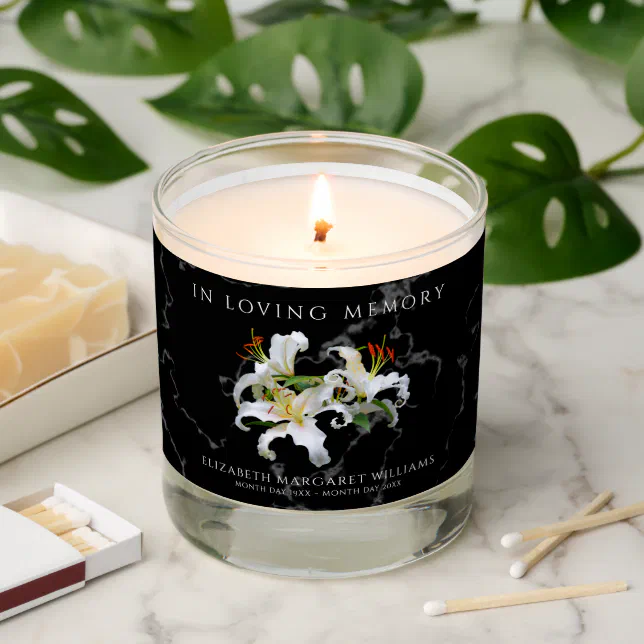 Elegant White Oriental Lilies In Loving Memory Scented Candle