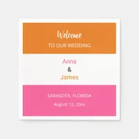 Colorful Orange Hot Pink Wedding Napkins