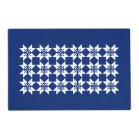 Christmas Nordic Knit Pattern White Snowflake Blue Placemat