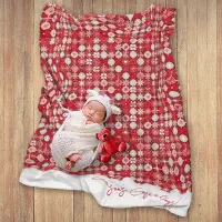 Red White Christmas Candy Pattern#13 ID1009 Fleece Blanket