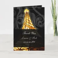 Gold Eiffel tower French Wedding Thank You