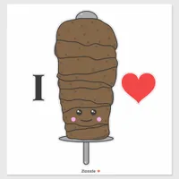 I Love Doner Kebab Cute Kawaii Food Sticker