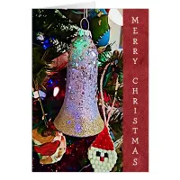 Merry Christmas Glittery Bell Ornament Card