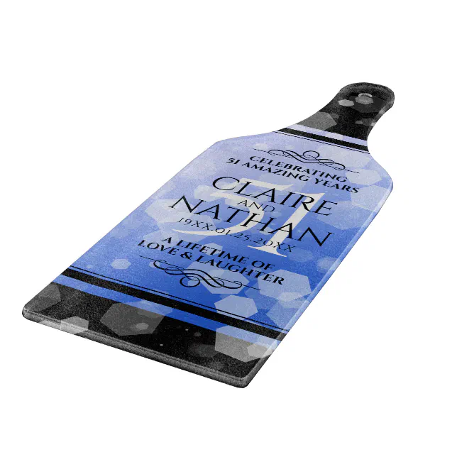 Elegant 51st Sapphire Wedding Anniversary Cutting Board