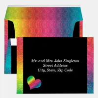 [Rainbow Crinkle Wedding] Heart Butterfly Black Envelope