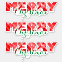 Merry Christmas Green & Red Festive Plaid Script  Sticker