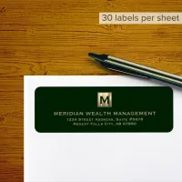 Custom Dark Green Gold Monogram Address Label