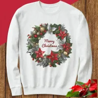 Christmas Wreath Festive Greenery Winter Holiday Sweatshirt