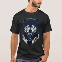 Lone Wolf Wild Wolf Head Blue T-Shirt