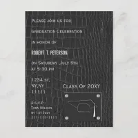 classy gray leather Graduation party Invitation