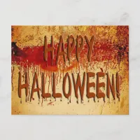 Happy Halloween Blood Stained Wall Postcard