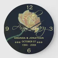 50th Golden Wedding Anniversary Rose Large Clock