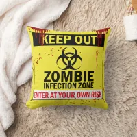 Zombie Apocalypse Danger Zone Halloween Horror Throw Pillow