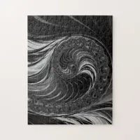 Modern Fractal All Black Nautilus Golden Ratio Jigsaw Puzzle