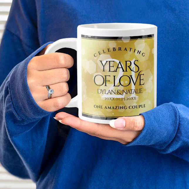 Elegant 21st Brass Wedding Anniversary Celebration Giant Coffee Mug