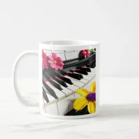 Just Play | Piano and Colorful Flowers Coffee Mug