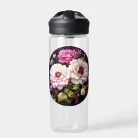Pink Roses Floral Personalized Water Bottle