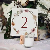 Boho Terracotta Floral Wedding Table Numbers