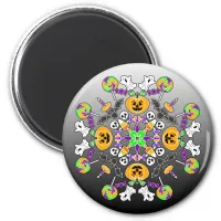 Halloween Mandala Ghosts, Pumpkins  Ornament Magnet