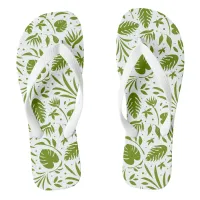 Stylish Green Leaf Pattern Flip Flops