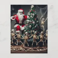 Macabre Skeleton Santa Festive Dancing Skeletons Postcard