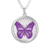 Fibromyalgia Purple Awareness Ribbon Necklace