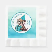 Boy's Birthday Party Otter Themed Personalized Napkins