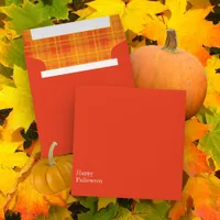 Happy Falloween Orange & Plaid Square Envelope