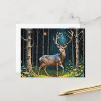 The Deer in a Moonlit Forest Postcard