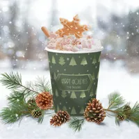 Christmas Trees and Snowflakes Pattern Green ID863 Paper Cups