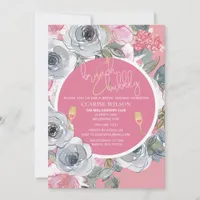 Chic Brunch & Bubbly Pink & Gold Bridal Shower Invitation