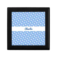 Polka Dot Sky Blue Custom Name Shabby Chic Elegant Gift Box