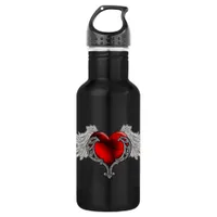 Goth Heart with Angel Wings Stainless Steel Water Bottle