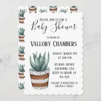 Potted Succulent Cactus Baby Shower Invitation