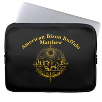 Golden Bison Standing in a Picturesque Landscape Laptop Sleeve