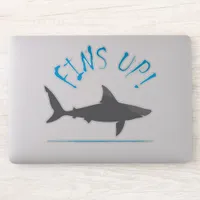 Fins Up Great White Shark Scuba Diving Funny Sticker