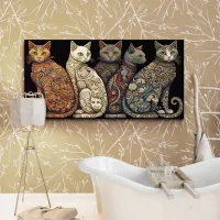 Group of Cats in Victorian Wallpaper Style Poster