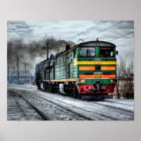 Antique Locomotive Steam Engine Train Poster